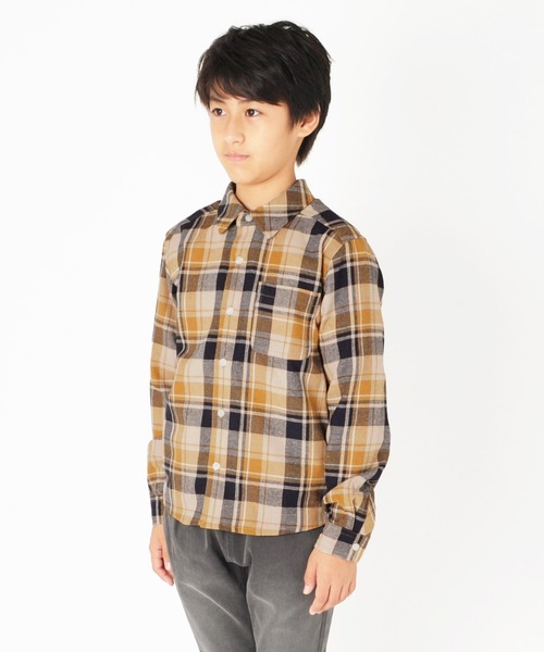 GLAZOS（グラソス）の「ネルチェック・長袖シャツ（シャツ/ブラウス・キッズ・ライトブルー/ベージュ/レッド/ネイビー/グレー・130cm/140cm/150cm/160cm/170cm）」の10枚目の写真
