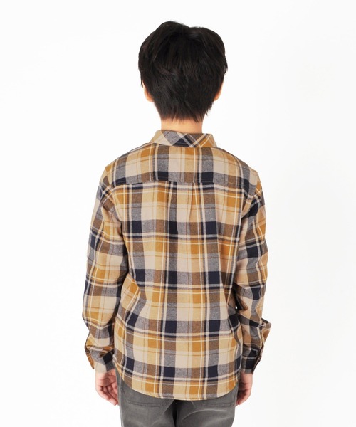 GLAZOS（グラソス）の「ネルチェック・長袖シャツ（シャツ/ブラウス・キッズ・ライトブルー/ベージュ/レッド/ネイビー/グレー・130cm/140cm/150cm/160cm/170cm）」の17枚目の写真