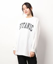 Samansa Mos2 blue | ミニ裏毛ロゴチュニック(Tシャツ/カットソー)