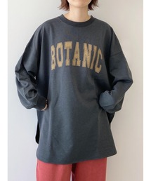 Samansa Mos2 blue | ミニ裏毛ロゴチュニック(Tシャツ/カットソー)