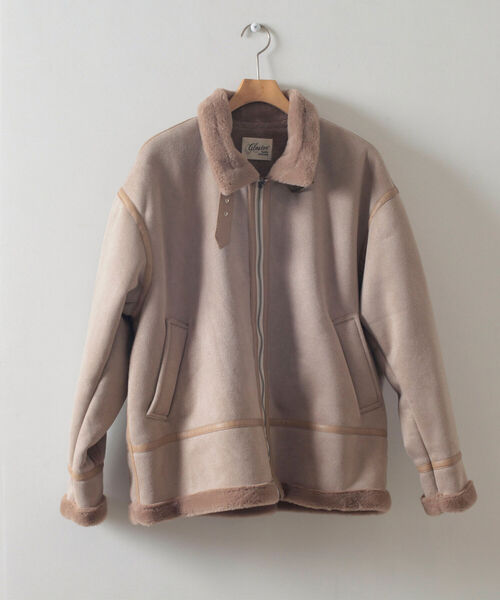 GLOSTER(グロスター)の「【GLOSTER/グロスター】ムートンジャケット ボンバージャケット(ムートンコート・メンズ・ベージュ/ブラック・MEDIUM/LARGE)」の9枚目の写真