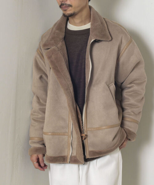 GLOSTER(グロスター)の「【GLOSTER/グロスター】ムートンジャケット ボンバージャケット(ムートンコート・メンズ・ベージュ/ブラック・MEDIUM/LARGE)」の21枚目の写真