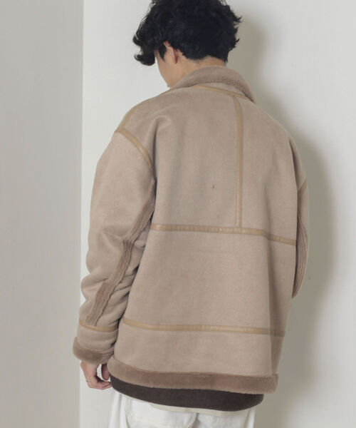 GLOSTER(グロスター)の「【GLOSTER/グロスター】ムートンジャケット ボンバージャケット(ムートンコート・メンズ・ベージュ/ブラック・MEDIUM/LARGE)」の10枚目の写真