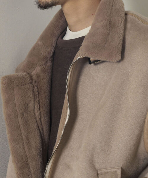 GLOSTER(グロスター)の「【GLOSTER/グロスター】ムートンジャケット ボンバージャケット(ムートンコート・メンズ・ベージュ/ブラック・MEDIUM/LARGE)」の7枚目の写真