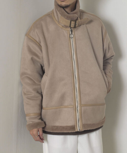 GLOSTER(グロスター)の「【GLOSTER/グロスター】ムートンジャケット ボンバージャケット(ムートンコート・メンズ・ベージュ/ブラック・MEDIUM/LARGE)」の20枚目の写真