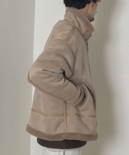 GLOSTER(グロスター)の「【GLOSTER/グロスター】ムートンジャケット ボンバージャケット(ムートンコート・メンズ・ベージュ/ブラック・MEDIUM/LARGE)」の22枚目の写真