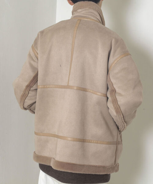 GLOSTER(グロスター)の「【GLOSTER/グロスター】ムートンジャケット ボンバージャケット(ムートンコート・メンズ・ベージュ/ブラック・MEDIUM/LARGE)」の13枚目の写真