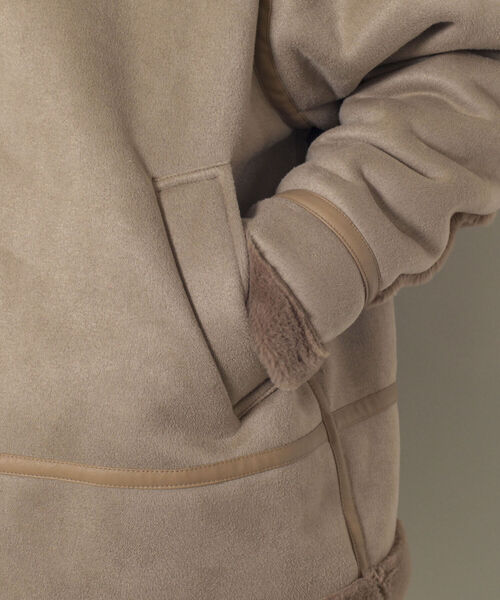 GLOSTER(グロスター)の「【GLOSTER/グロスター】ムートンジャケット ボンバージャケット(ムートンコート・メンズ・ベージュ/ブラック・MEDIUM/LARGE)」の5枚目の写真