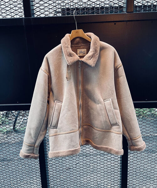 GLOSTER(グロスター)の「【GLOSTER/グロスター】ムートンジャケット ボンバージャケット(ムートンコート・メンズ・ベージュ/ブラック・MEDIUM/LARGE)」の18枚目の写真