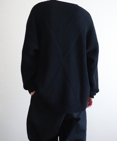 y/m by kitsune（イムバイキツネ）の「畦編みオーバーサイズクルーネックニット（ニット/セーター・メンズ・ブラック/ブラウン・MEDIUM/LARGE）」の7枚目の写真