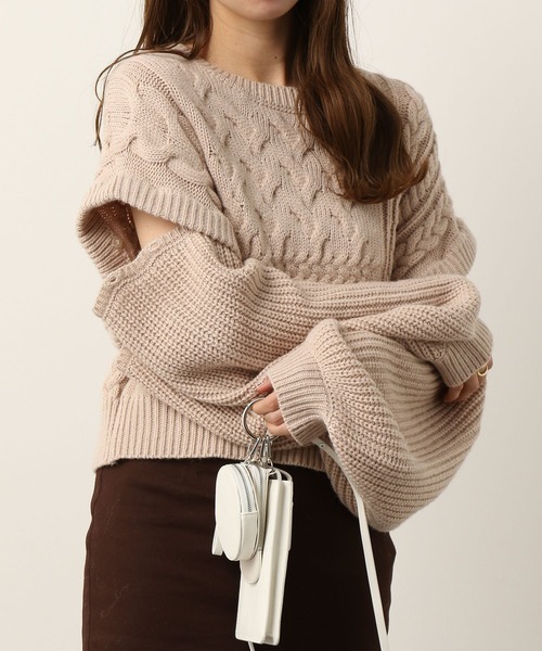 Heather(ヘザー)の「2WAYパネルケーブルニット 260173(ニット/セーター・レディース・ブラック/ブラウン/ベージュ・FREE)」の7枚目の写真