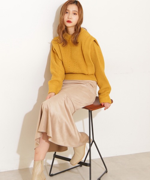 FREE'S MART（フリーズマート）の「【Sシリーズ対応】フェイクスウェードマーメイドスカート（スカート・レディース・ベージュ/ブラウン/イエロー・SMALL/MEDIUM）」の3枚目の写真