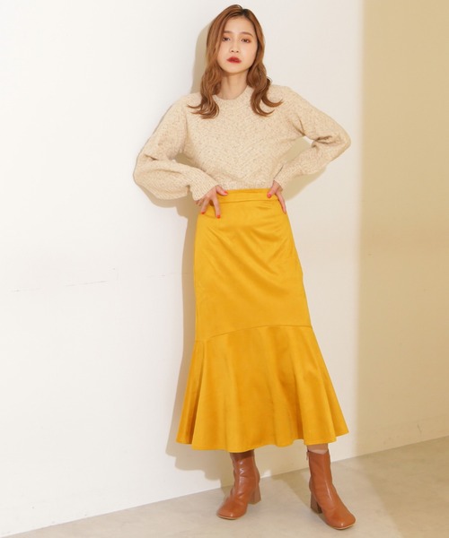 FREE'S MART（フリーズマート）の「【Sシリーズ対応】フェイクスウェードマーメイドスカート（スカート・レディース・ベージュ/ブラウン/イエロー・SMALL/MEDIUM）」の9枚目の写真