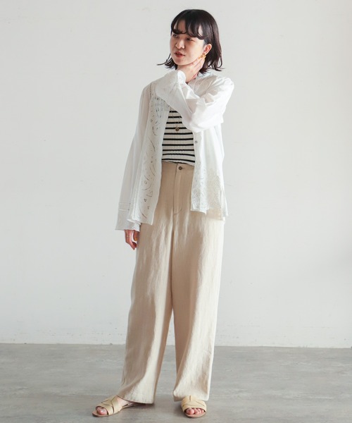 NOMBRE IMPAIR(ノンブルアンペール)の「インドネシア刺繍 スタンドスキッパーブラウス(シャツ/ブラウス・レディース・ホワイト/ブラック・FREE)」の13枚目の写真