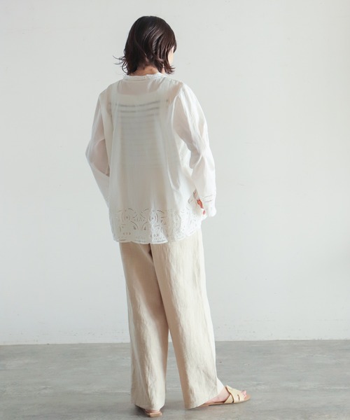 NOMBRE IMPAIR(ノンブルアンペール)の「インドネシア刺繍 スタンドスキッパーブラウス(シャツ/ブラウス・レディース・ホワイト/ブラック・FREE)」の17枚目の写真