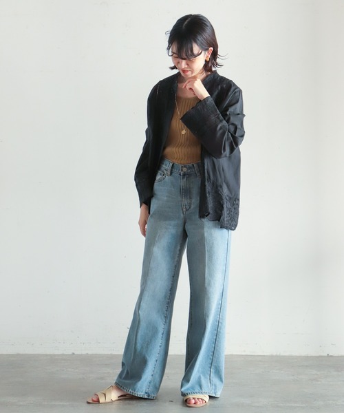 NOMBRE IMPAIR(ノンブルアンペール)の「インドネシア刺繍 スタンドスキッパーブラウス(シャツ/ブラウス・レディース・ホワイト/ブラック・FREE)」の3枚目の写真