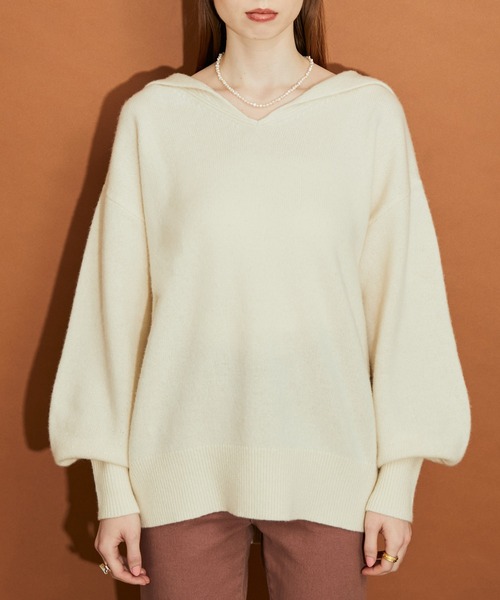 MADEMOISELLE ROPE'(マドモアゼル ロペ)の「<カシミヤ混>セーラーカラーニットプルオーバー(ニット/セーター・レディース・ホワイト/ブルー系その他6・38)」の13枚目の写真