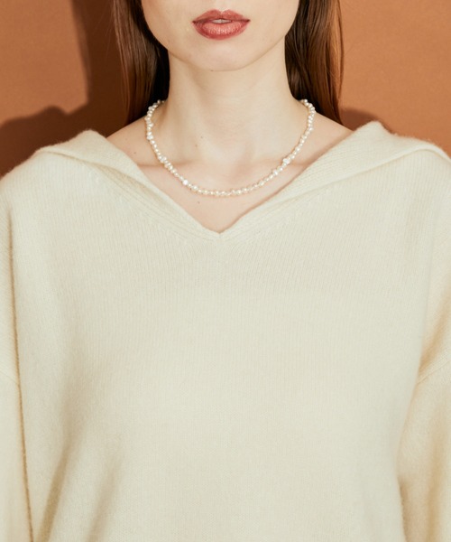 MADEMOISELLE ROPE'(マドモアゼル ロペ)の「<カシミヤ混>セーラーカラーニットプルオーバー(ニット/セーター・レディース・ホワイト/ブルー系その他6・38)」の3枚目の写真