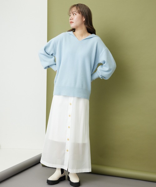MADEMOISELLE ROPE'(マドモアゼル ロペ)の「<カシミヤ混>セーラーカラーニットプルオーバー(ニット/セーター・レディース・ホワイト/ブルー系その他6・38)」の20枚目の写真