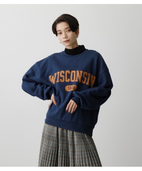 AZUL by moussy(アズールバイマウジー)の「COLLEGE SWEAT/カレッジスウェット(スウェット・レディース・杢グレー/ダークグリーン/ネイビー・FREE)」の3枚目の写真
