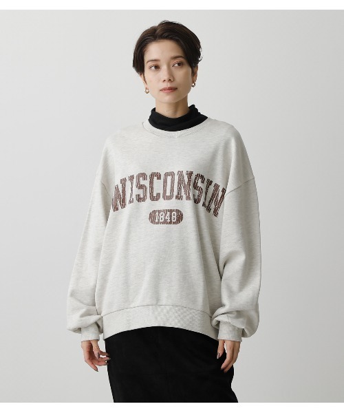 AZUL by moussy(アズールバイマウジー)の「COLLEGE SWEAT/カレッジスウェット(スウェット・レディース・杢グレー/ダークグリーン/ネイビー・FREE)」の7枚目の写真