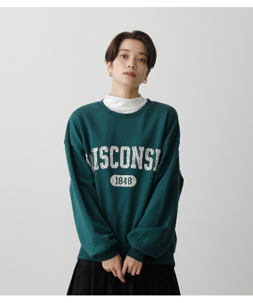 AZUL by moussy(アズールバイマウジー)の「COLLEGE SWEAT/カレッジスウェット(スウェット・レディース・杢グレー/ダークグリーン/ネイビー・FREE)」の13枚目の写真