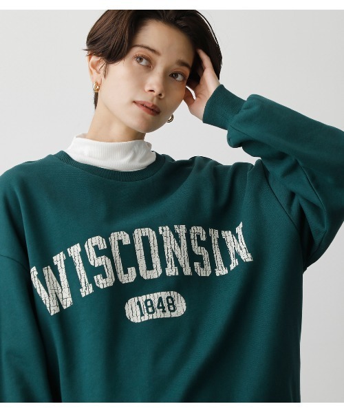 AZUL by moussy(アズールバイマウジー)の「COLLEGE SWEAT/カレッジスウェット(スウェット・レディース・杢グレー/ダークグリーン/ネイビー・FREE)」の14枚目の写真