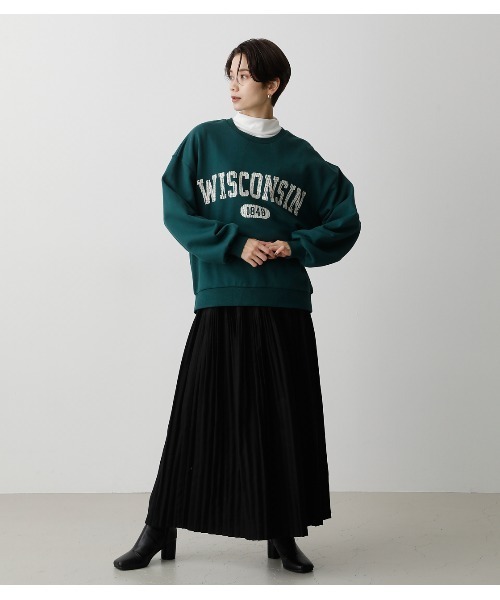 AZUL by moussy(アズールバイマウジー)の「COLLEGE SWEAT/カレッジスウェット(スウェット・レディース・杢グレー/ダークグリーン/ネイビー・FREE)」の15枚目の写真