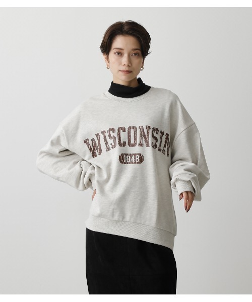 AZUL by moussy(アズールバイマウジー)の「COLLEGE SWEAT/カレッジスウェット(スウェット・レディース・杢グレー/ダークグリーン/ネイビー・FREE)」の4枚目の写真