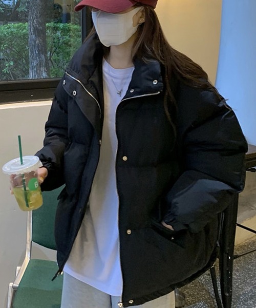 Girly Doll（ガーリードール）の「ダウンライク中綿ジャケット（ブルゾン・レディース・ブラック/ブラウン/オフホワイト・FREE）」の3枚目の写真