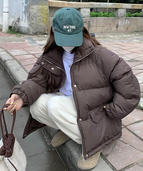 Girly Doll（ガーリードール）の「ダウンライク中綿ジャケット（ブルゾン・レディース・ブラック/ブラウン/オフホワイト・FREE）」の16枚目の写真