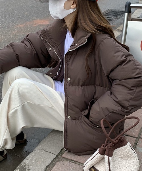 Girly Doll（ガーリードール）の「ダウンライク中綿ジャケット（ブルゾン・レディース・ブラック/ブラウン/オフホワイト・FREE）」の14枚目の写真