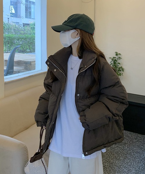 Girly Doll（ガーリードール）の「ダウンライク中綿ジャケット（ブルゾン・レディース・ブラック/ブラウン/オフホワイト・FREE）」の8枚目の写真