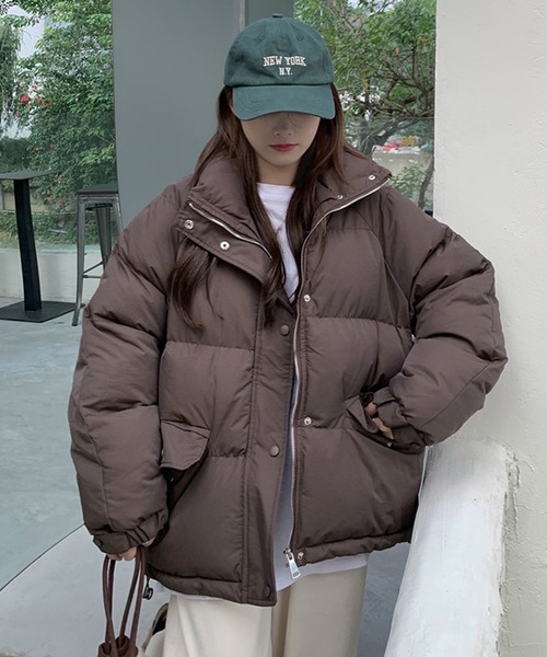 Girly Doll（ガーリードール）の「ダウンライク中綿ジャケット（ブルゾン・レディース・ブラック/ブラウン/オフホワイト・FREE）」の6枚目の写真