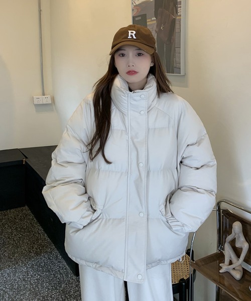 Girly Doll（ガーリードール）の「ダウンライク中綿ジャケット（ブルゾン・レディース・ブラック/ブラウン/オフホワイト・FREE）」の15枚目の写真