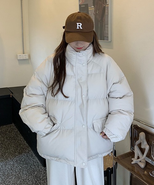 Girly Doll（ガーリードール）の「ダウンライク中綿ジャケット（ブルゾン・レディース・ブラック/ブラウン/オフホワイト・FREE）」の9枚目の写真