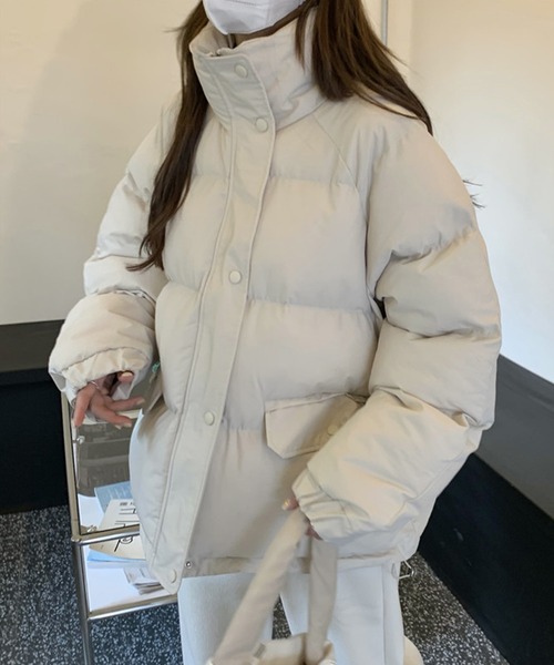 Girly Doll（ガーリードール）の「ダウンライク中綿ジャケット（ブルゾン・レディース・ブラック/ブラウン/オフホワイト・FREE）」の5枚目の写真