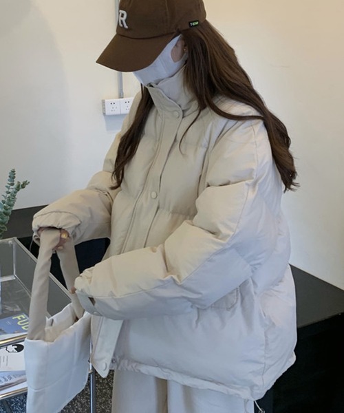 Girly Doll（ガーリードール）の「ダウンライク中綿ジャケット（ブルゾン・レディース・ブラック/ブラウン/オフホワイト・FREE）」の7枚目の写真