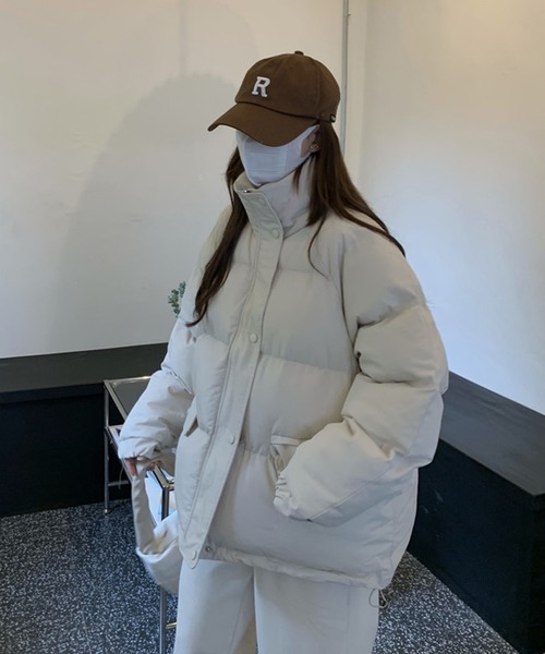 Girly Doll（ガーリードール）の「ダウンライク中綿ジャケット（ブルゾン・レディース・ブラック/ブラウン/オフホワイト・FREE）」の13枚目の写真