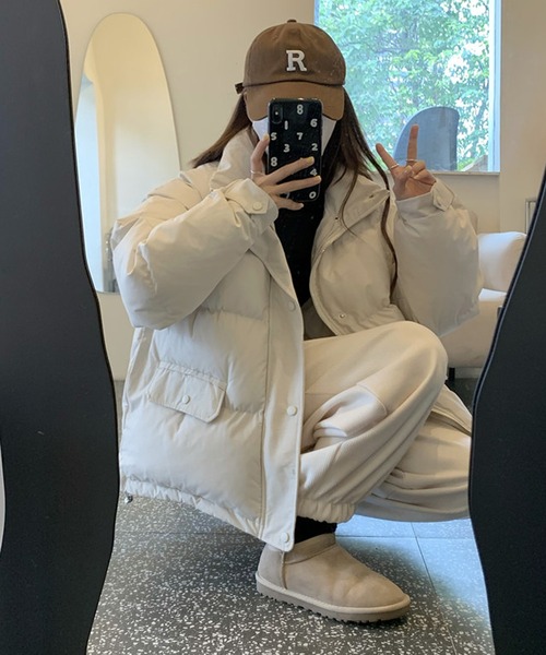 Girly Doll（ガーリードール）の「ダウンライク中綿ジャケット（ブルゾン・レディース・ブラック/ブラウン/オフホワイト・FREE）」の11枚目の写真