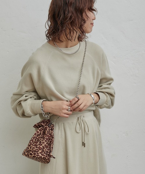 CIAOPANIC TYPY（チャオパニックティピー）の「変形ワッフルプルオーバー（Tシャツ/カットソー・レディース・チャコールグレー/アイボリー/グレー系その他・ONE SIZE）」の7枚目の写真