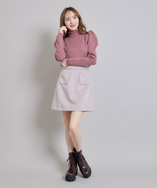 TITTY&CO.（ティティーアンドコー）の「フェイクウールミニスカート（スカート・レディース・パープル/オフホワイト・SMALL/MEDIUM）」の10枚目の写真