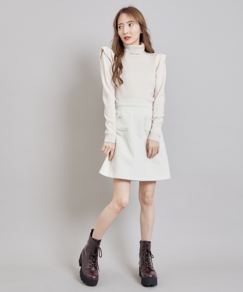 TITTY&CO.（ティティーアンドコー）の「フェイクウールミニスカート（スカート・レディース・パープル/オフホワイト・SMALL/MEDIUM）」の9枚目の写真