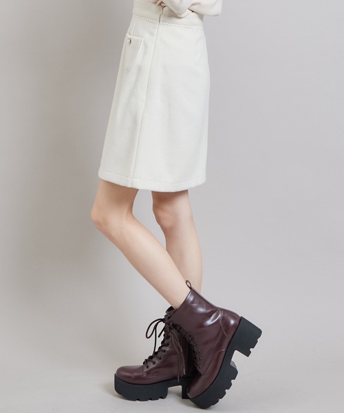 TITTY&CO.（ティティーアンドコー）の「フェイクウールミニスカート（スカート・レディース・パープル/オフホワイト・SMALL/MEDIUM）」の7枚目の写真