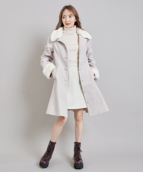 TITTY&CO.（ティティーアンドコー）の「フェイクウールミニスカート（スカート・レディース・パープル/オフホワイト・SMALL/MEDIUM）」の8枚目の写真