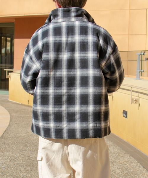 PairPair（ペアペア）の「チェック中綿ブルゾン(ユニセックス)（ブルゾン・レディース・ブラック/グレー・FREE）」の9枚目の写真