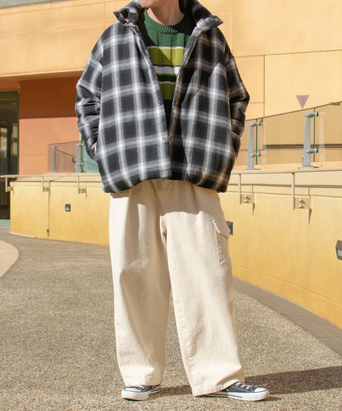 PairPair（ペアペア）の「チェック中綿ブルゾン(ユニセックス)（ブルゾン・レディース・ブラック/グレー・FREE）」の10枚目の写真