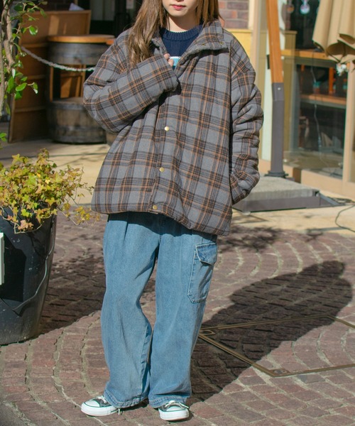 PairPair（ペアペア）の「チェック中綿ブルゾン(ユニセックス)（ブルゾン・レディース・ブラック/グレー・FREE）」の14枚目の写真