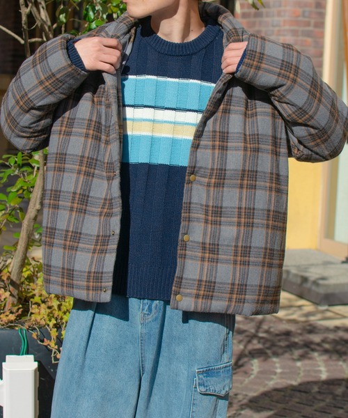 PairPair（ペアペア）の「チェック中綿ブルゾン(ユニセックス)（ブルゾン・レディース・ブラック/グレー・FREE）」の15枚目の写真