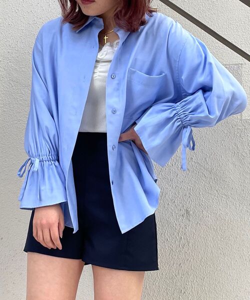 MAJESTIC LEGON（マジェスティックレゴン）の「キャンディスリーブシャツ（シャツ/ブラウス・レディース・ベージュ系その他2/ブルー系その他2/ブルー/アイボリー/グリーン系その他・MEDIUM）」の6枚目の写真